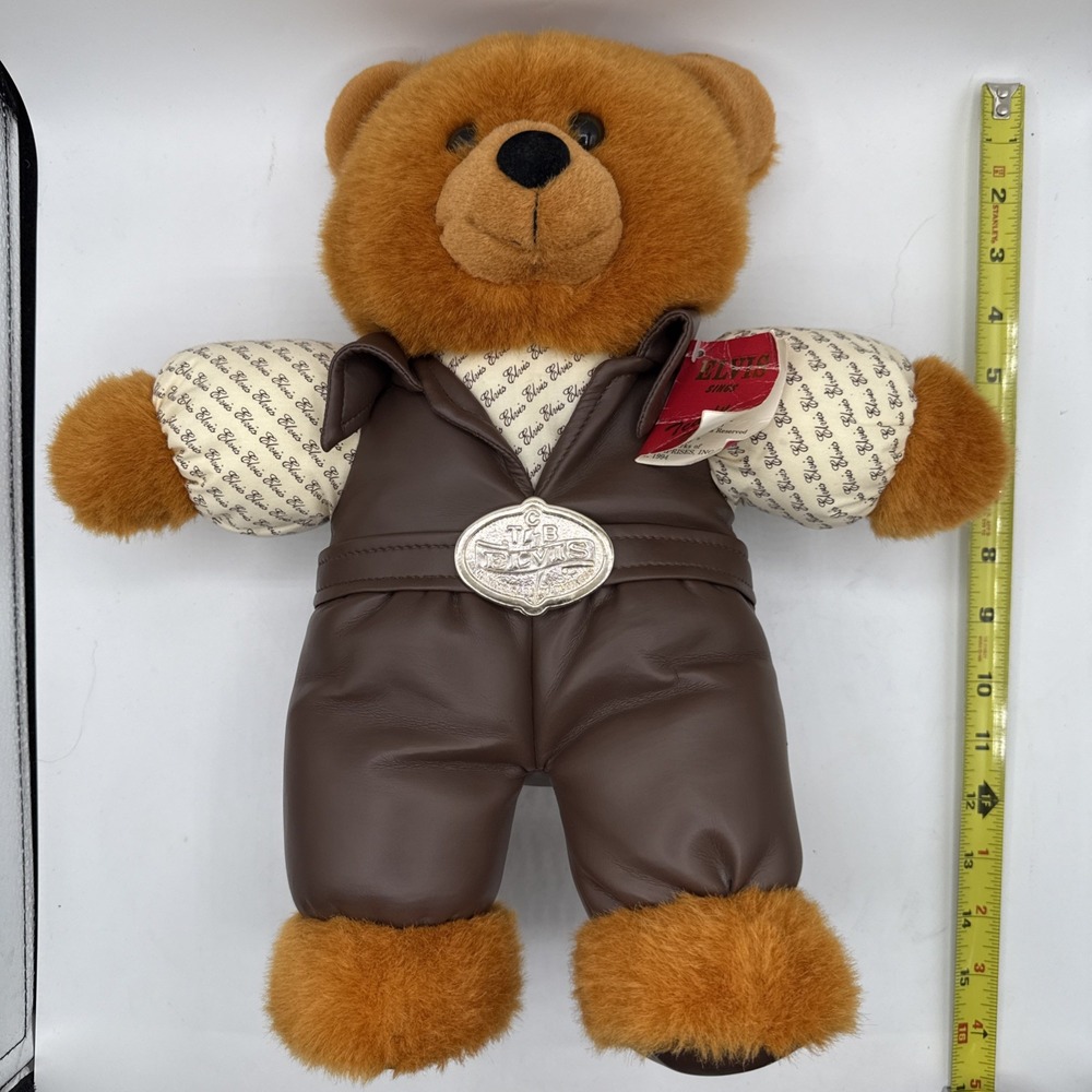 Elvis Presley Teddy Bear  TCB 1957,‎ Leather Jacket With Plate And TAG - Picture 11 of 11